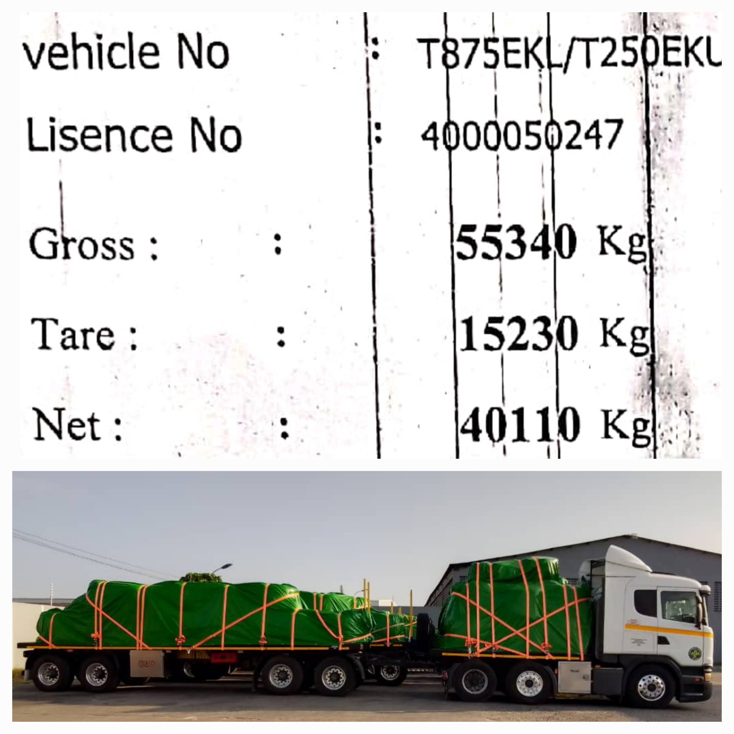 Photographed vehicle weight document